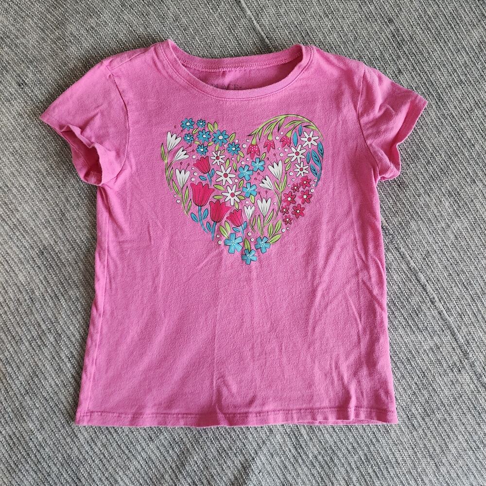 The Children's Place Girls Floral Heart Graphic Tee